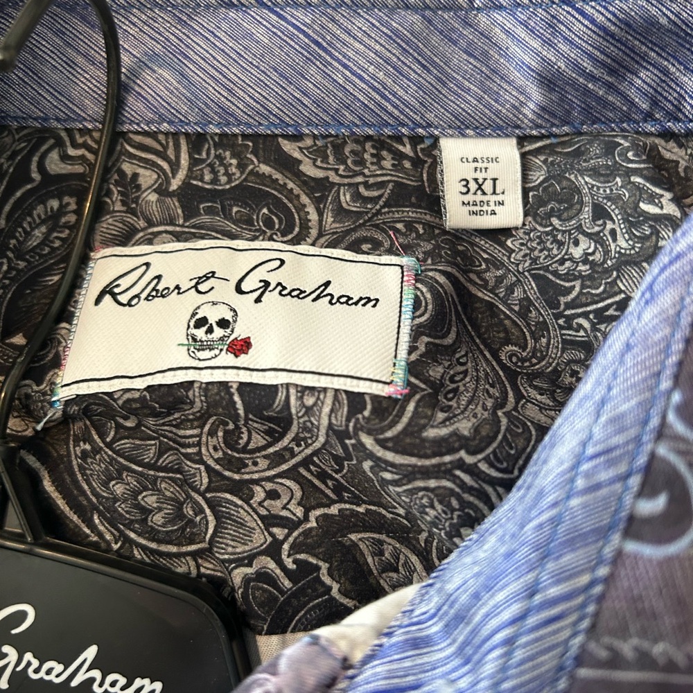 Robert Graham Navy Purple Floral Paisley Button-Down Shirt - Picture 8 of 9